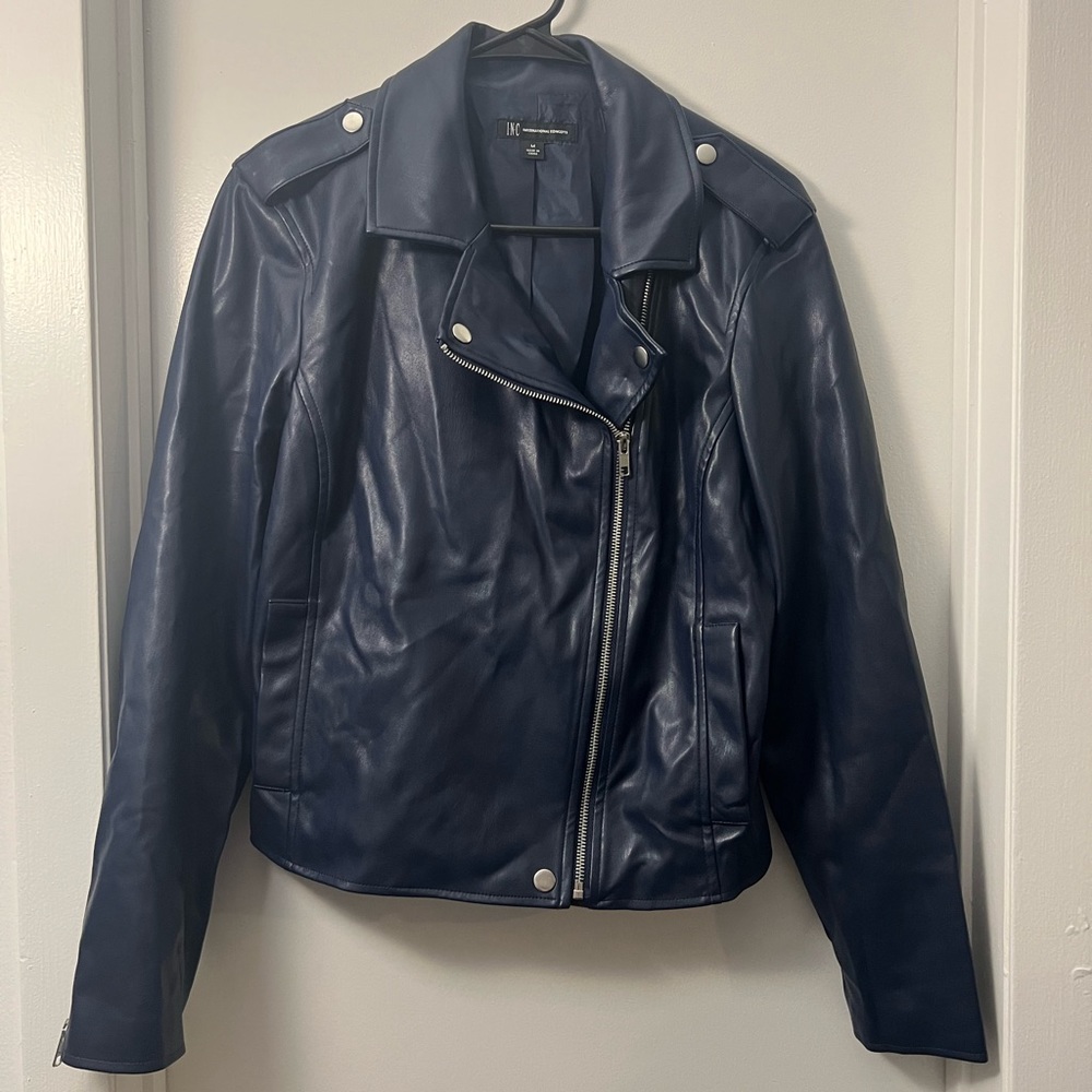 Women’s INC International Concepts Blue Leather Jacket